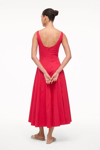 STAUD | WELLS MIDI DRESS - CHERRY