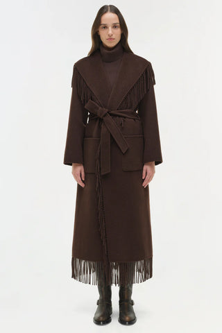 CARRIE FRINGE COAT - CHOCOLATE
