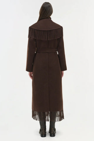 CARRIE FRINGE COAT - CHOCOLATE