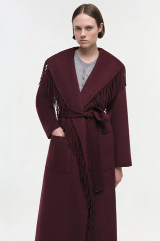 SIMKHAI | CARRIE FRINGE COAT - OXBLOOD