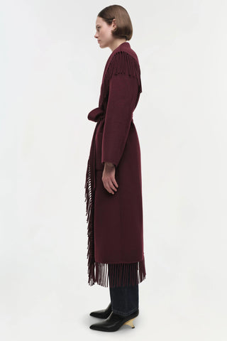 SIMKHAI | CARRIE FRINGE COAT - OXBLOOD