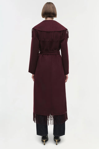 SIMKHAI | CARRIE FRINGE COAT - OXBLOOD