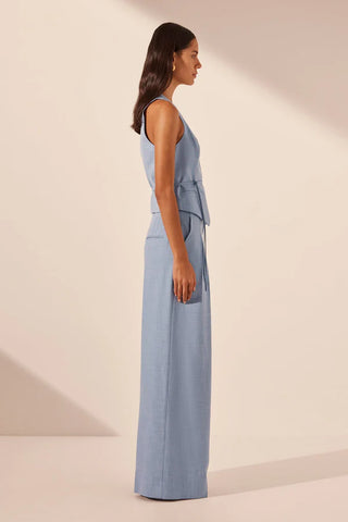 SHONA JOY | ASHER WIDE LEG PANT - CHAMBRAY BLUE