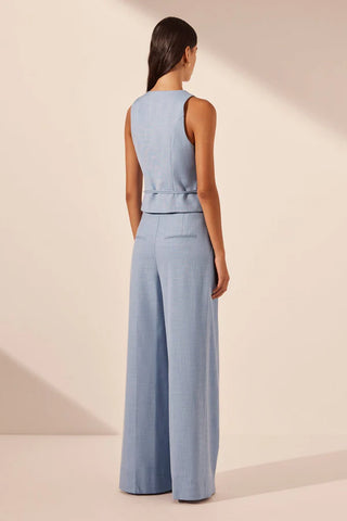 SHONA JOY | ASHER WIDE LEG PANT - CHAMBRAY BLUE