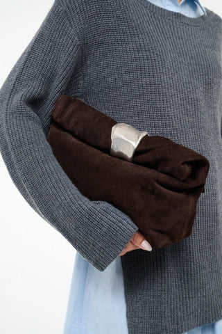 CUFF CLUTCH - ESPRESSO SUEDE