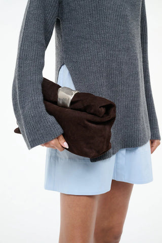 CUFF CLUTCH - ESPRESSO SUEDE