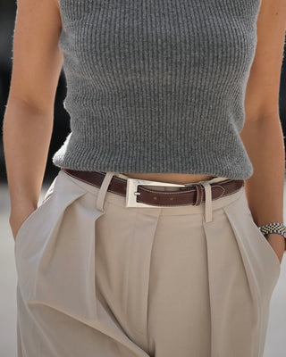 NO. 1O BELT - TOBACCO LEATHER & SILVER