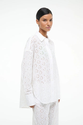 STAUD | COLTON TOP - WHITE EYELET
