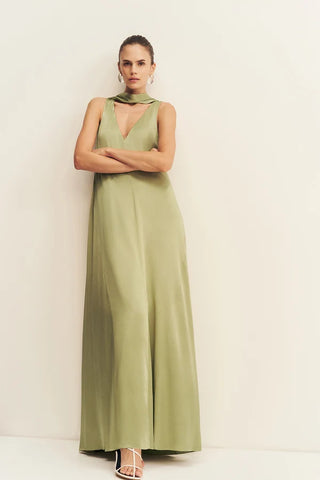 LA LUNE SCARF PANELLED MAXI DRESS
