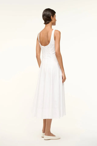 STAUD | WELLS MIDI DRESS - WHITE