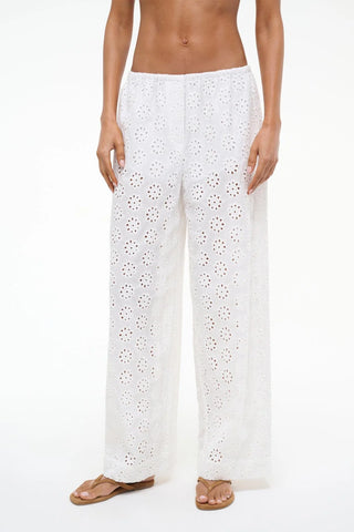STAUD | BONFIRE PANT - WHITE EYELET