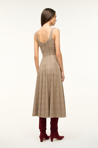 STAUD | WELLS DRESS MOCHA HERRINGBONE