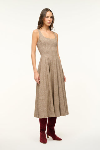 STAUD | WELLS DRESS MOCHA HERRINGBONE