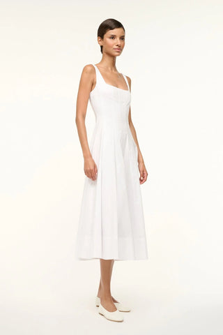 STAUD | WELLS MIDI DRESS - WHITE