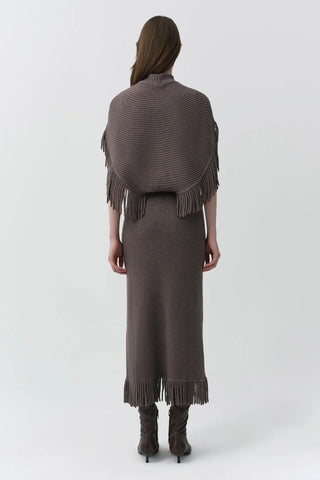 JORDAN KNIT FRINGE MIDI DRESS