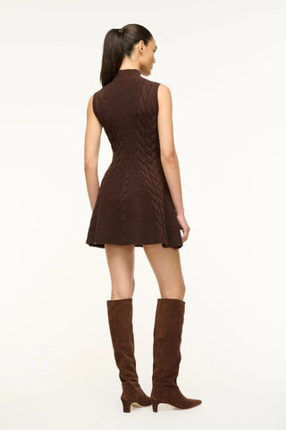 STAUD | CHARADE DRESS - DARK CHOCOLATE