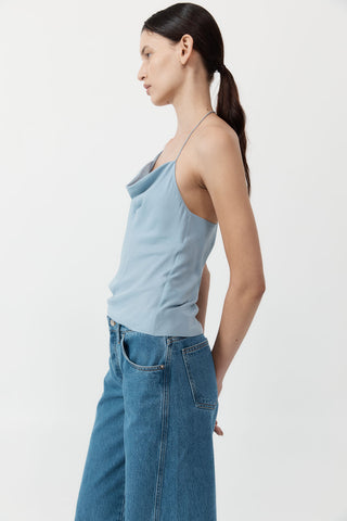 ST. AGNI | ASYMM DRAPE TOP - STONE BLUE