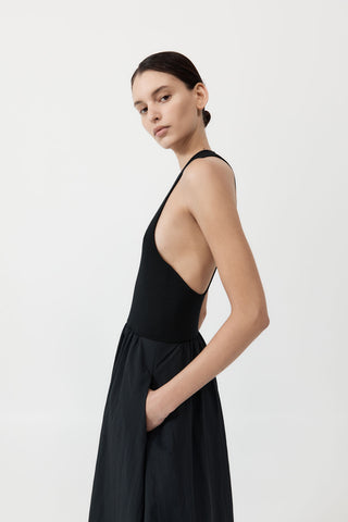 ST. AGNI | PLUNGE NECK DRESS - BLACK