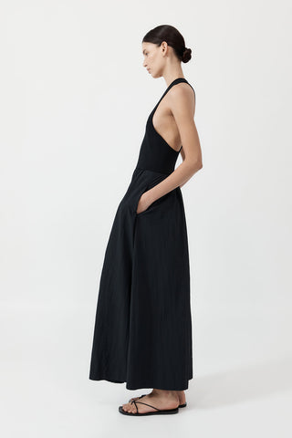 ST. AGNI | PLUNGE NECK DRESS - BLACK
