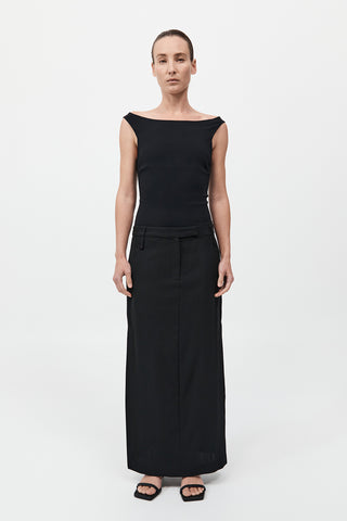 ST. AGNI | SLIM BATEAU TOP - BLACK