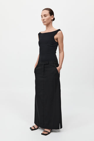 ST. AGNI | SLIM BATEAU TOP - BLACK
