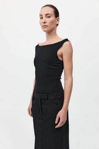ST. AGNI | SLIM BATEAU TOP - BLACK