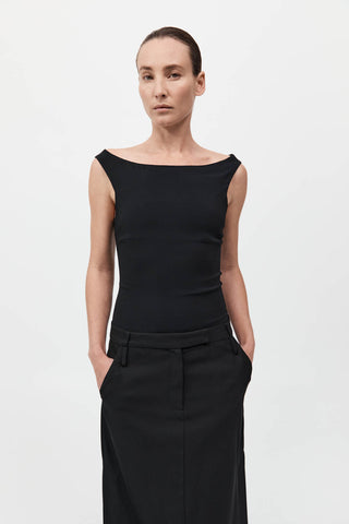 ST. AGNI | SLIM BATEAU TOP - BLACK