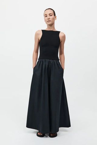 ST. AGNI | BATEAU CUT DRESS - BLACK