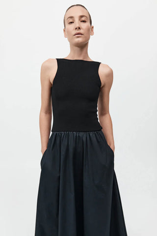 ST. AGNI | BATEAU CUT DRESS - BLACK