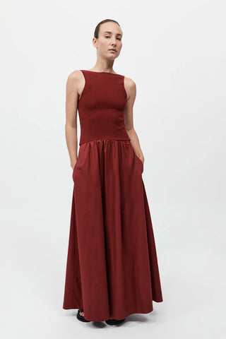 ST. AGNI | BATEAU CUT DRESS - BERRY