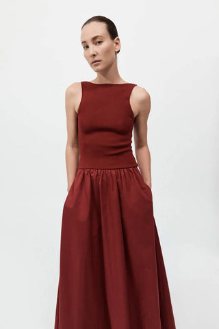 ST. AGNI | BATEAU CUT DRESS - BERRY