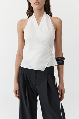 OXFORD WRAP TOP