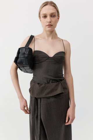 WOVEN ENVELOPE SLIM TOTE - BLACK