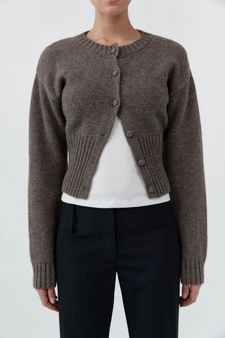 WOOL CARDIGAN - TAUPE MELANGE