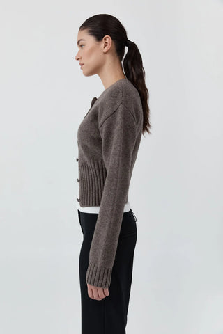 WOOL CARDIGAN - TAUPE MELANGE