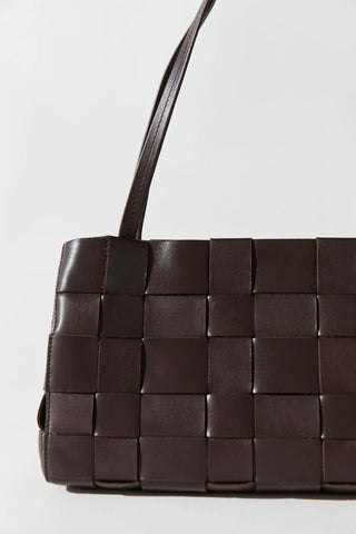 SLIM WOVEN TOTE - CHOCOLATE