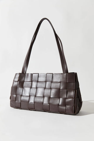 SLIM WOVEN TOTE - CHOCOLATE