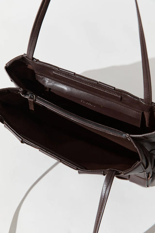 SLIM WOVEN TOTE - CHOCOLATE