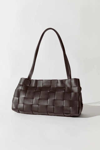 SLIM WOVEN TOTE - CHOCOLATE
