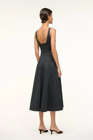 STAUD | WELLS MIDI DRESS - BLACK