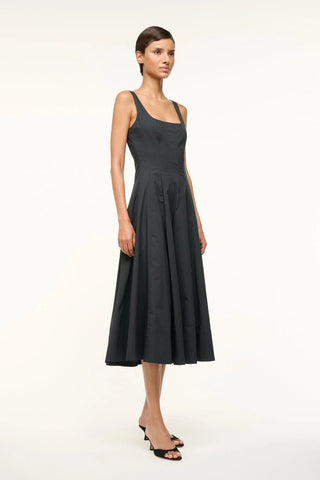 STAUD | WELLS MIDI DRESS - BLACK