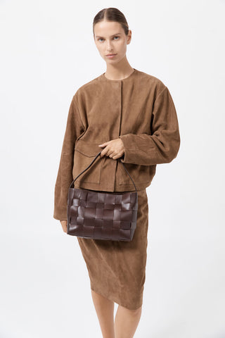 MINI WOVEN TOTE - CHOCOLATE