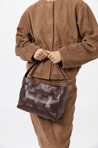 MINI WOVEN TOTE - CHOCOLATE