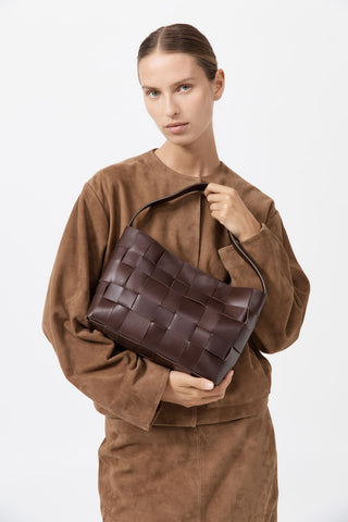 MINI WOVEN TOTE - CHOCOLATE