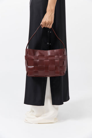 MINI WOVEN TOTE - PLUM