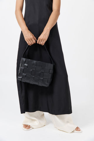 MINI WOVEN TOTE - BLACK
