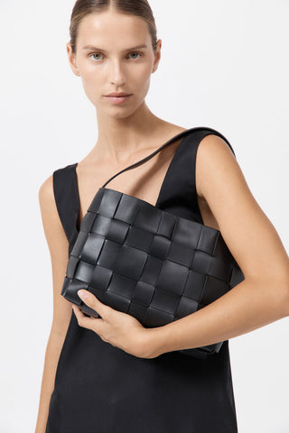 MINI WOVEN TOTE - BLACK