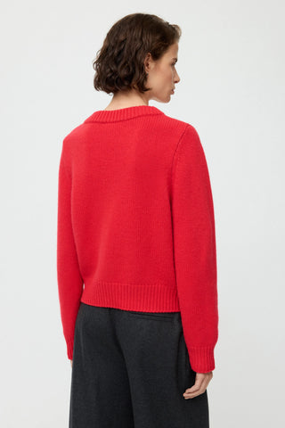 CHUNKY V-NECK - ROUGE