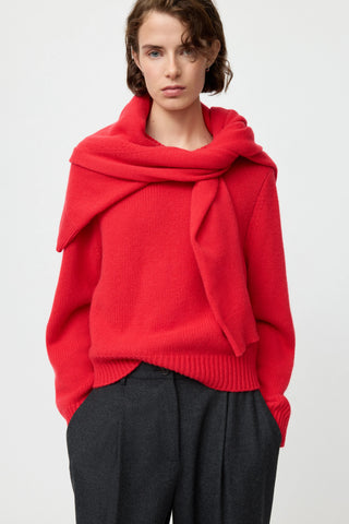 CHUNKY V-NECK - ROUGE