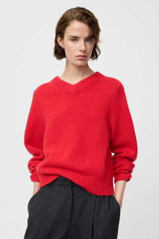 CHUNKY V-NECK - ROUGE